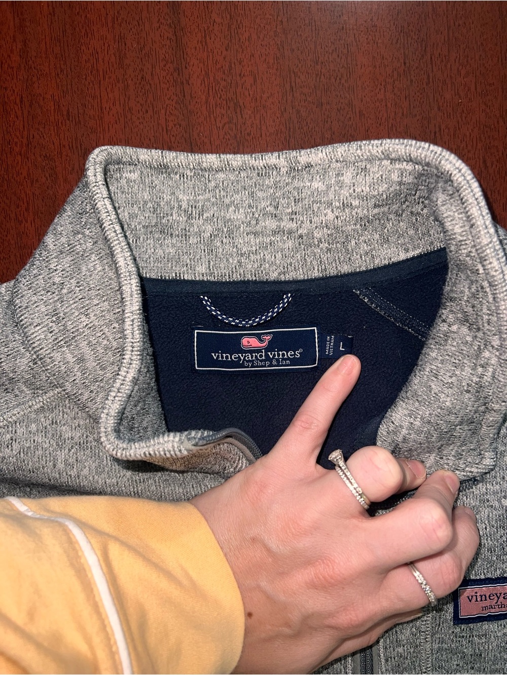 Vineyard Vines Men's Heather Gray Quarter-Zip Sweater - Picture 2 of 5